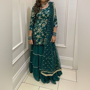 Green gharara suit